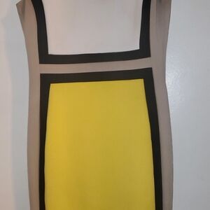 Calvin Klein Chic Yellow and Black Colorblock Dress